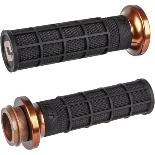 LOCK ON WAFFLE STYLE GRIPS BLK/BRONZE FOR CABLE THROTTLE