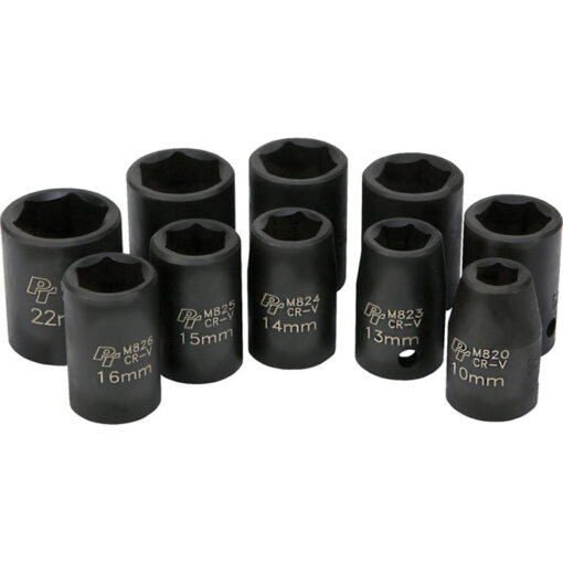 10 PC 1/2" MET IMP SKT SET SHALLOW
