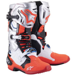 ALPINESTARS TECH 10 LE VISION 23 BOOTS BLACK/WHITE/SILVER/RED FLUO