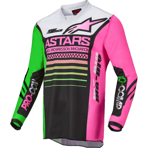 RACER COMPASS JERSEY BLK/GRN NEON/PINK FLUO