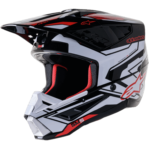 S-M5 ACTION 2 HELMET BLK/WHT/BRT RD GLOSSY