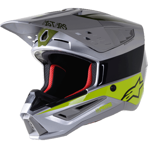 S-M5 BOND HELMET SLVR/YLW FLUO/MLTRY GRN