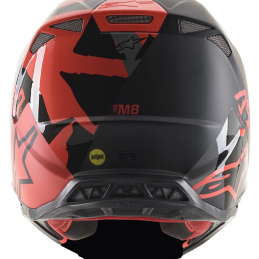 S.TECH S-M8 ECHO HELMET BLACK/GREY/RED FLUO/M&G - Image 3