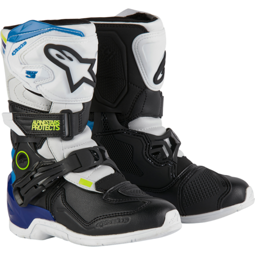 TECH 3S KIDS BOOTS WHT/BLK/ENAMEL BLUE
