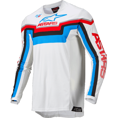 TECHSTAR QUADRO JERSEY OFF WHT/BLU NEO/BRT RED