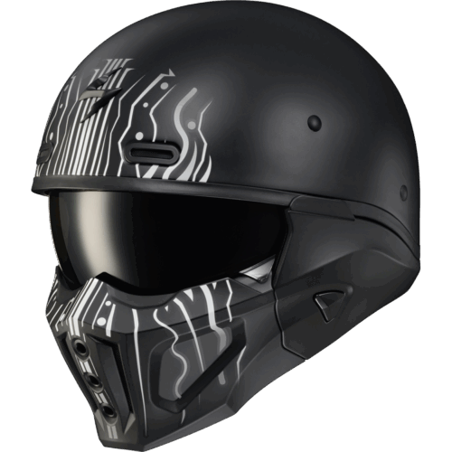 COVERT X OPEN-FACE HELMET TRIBE MATTE BLACK/WHITE 2X