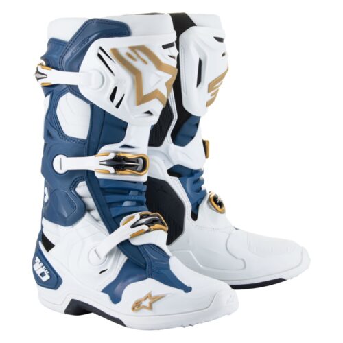 TECH 10 LE BOOTS WHITE/DARK BLUE/GOLD