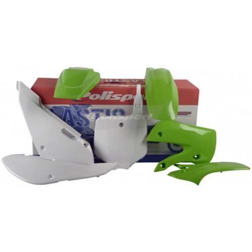 PLASTIC BODY KIT GREEN/WHITE Kawasaki KX65 01-23