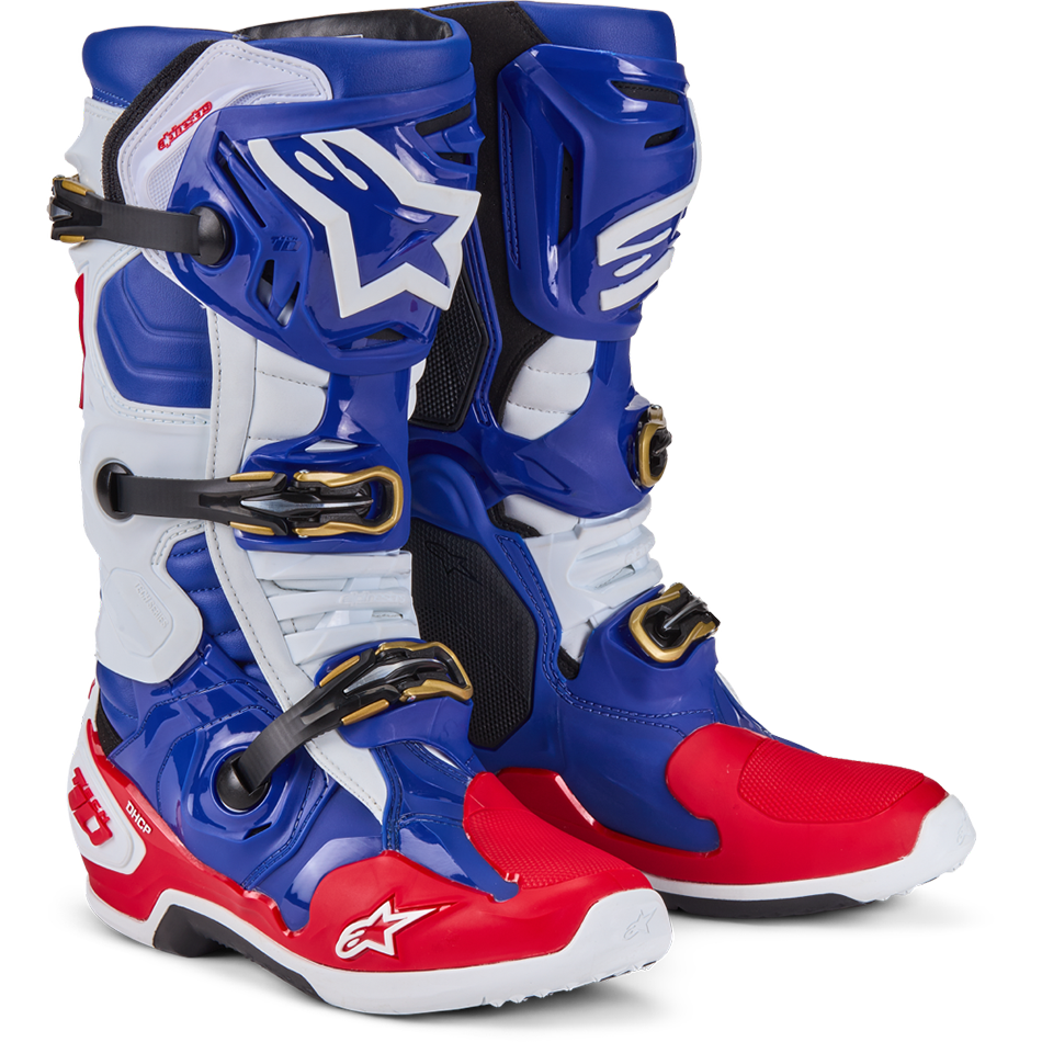 TECH 10 LE BOOTS BRT RED/DK BLUE/WHT SZ