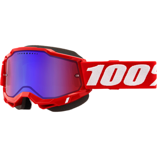 ACCURI 2 SNOWMOBILE GOGGLE NEON RED MIRROR RED/BLUE LENS
