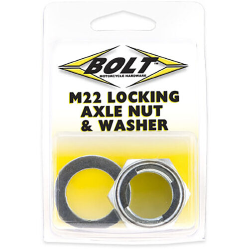 LOCKING AXLE NUT 22MM Honda Kawasaki Suzuki Yamaha CRF450R CRF250R CRF250X CRF450X CR125R CR250R KX250F KX450F KX250 KX125 RM-Z250 RM-Z450 YZ250F YZ450F 2000-2024
