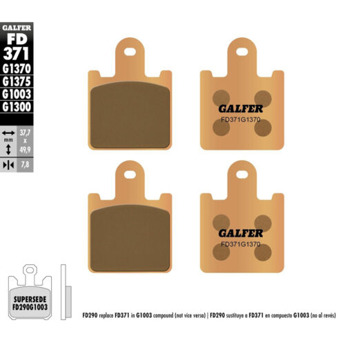 BRAKE PADS SINTERED FD371G1370 Kawasaki Z750R 11-12 Kawasaki Z1000 07-08 Kawasaki ZG1400 Concours 08-10 Kawasaki ZG1400 Concours ABS 08-20 Kawasaki ZX1400 Ninja ZX-14R 06-17 Kawasaki ZX600 Ninja ZX-6R 07-12