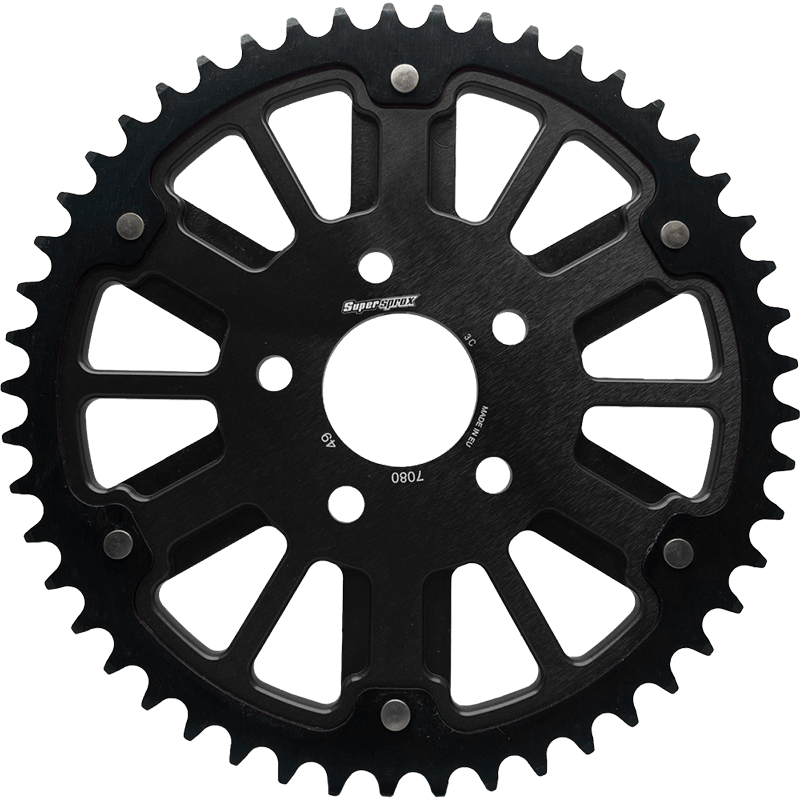 STEALTH 49T REAR SPROCKET BLK ALUM CAR  BLK STEEL TEETH