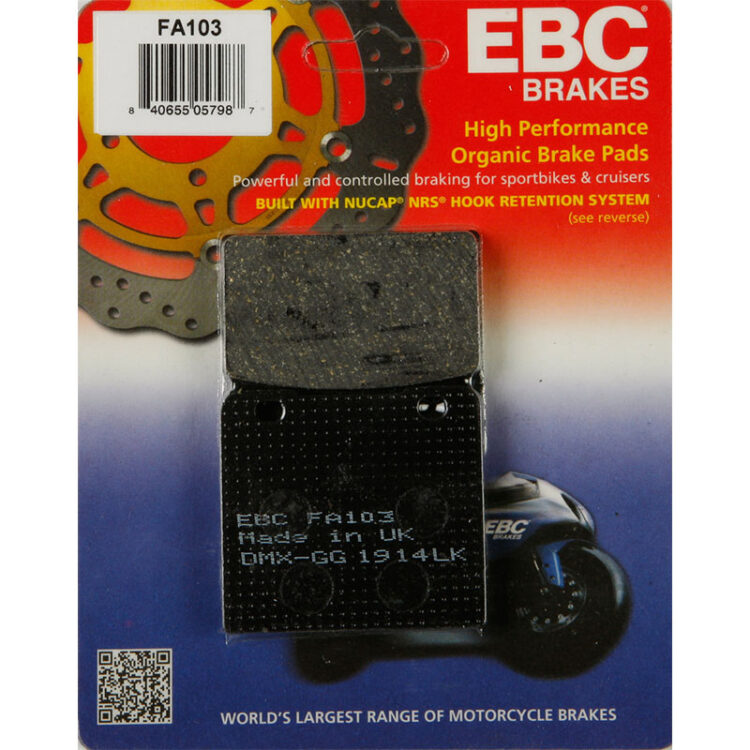 BRAKE PADS FA103 ORGANIC Suzuki GSX-R750 VS800 S50 Boulevard VS1400 S83 Boulevard VL1500 Intruder LC VS1400GLP Intruder VS800GL Intruder GSX-R1100 GSX1100F Katana VS750GL Intruder GV1400 Cavalcade VS700 Intruder GS1150E GV700GL Madura GS1150ES 1983-2009