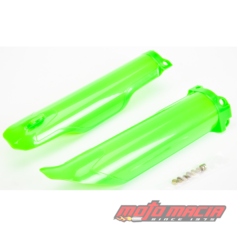 FORK GUARDS LIME GREEN Kawasaki KX250F 2009-2024 Kawasaki KX450F 2009-2024 Kawasaki KX250X 2021-2024 Kawasaki KX450X 2021-2024