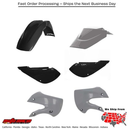 PLASTIC KIT  BLACK/GREY Kawasaki KLX110 KLX110L KLX110R KLX110R L KX65 2000-2024