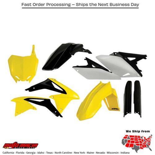 FULL PLASTIC KIT YELLOW Suzuki RM-Z250 2010-2018