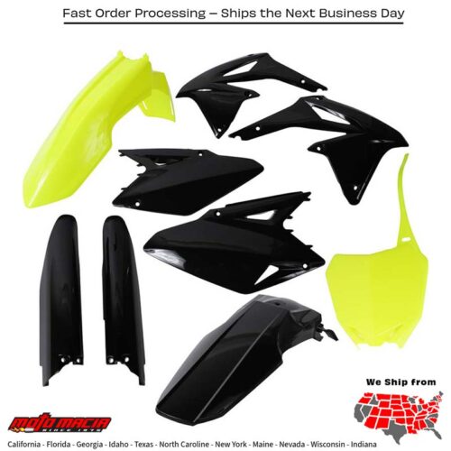 FULL PLASTIC KIT FLUORESCENT YELLOW/BLACK Suzuki RM-Z450 2008-2017