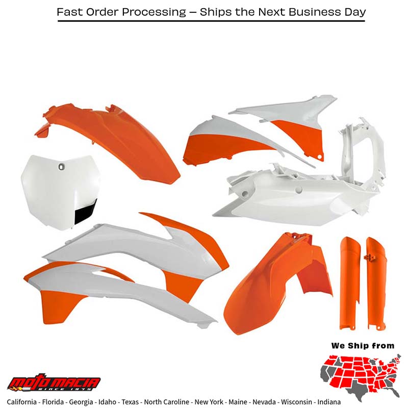 FULL PLASTIC KIT ORANGE KTM 350 XC-F 2013-2015 KTM 150 XC 2013-2015 KTM 450 SX-F Factory Edition 2013-2014 KTM 350 SX-F 2013-2015 KTM 250 SX 2013-2015 KTM 250 SX-F 2013-2015 KTM 250 XC 2013-2015 KTM 300 XC 2013-2015 KTM 450 SX-F 2013-2015 KTM 250 XC-F 2013