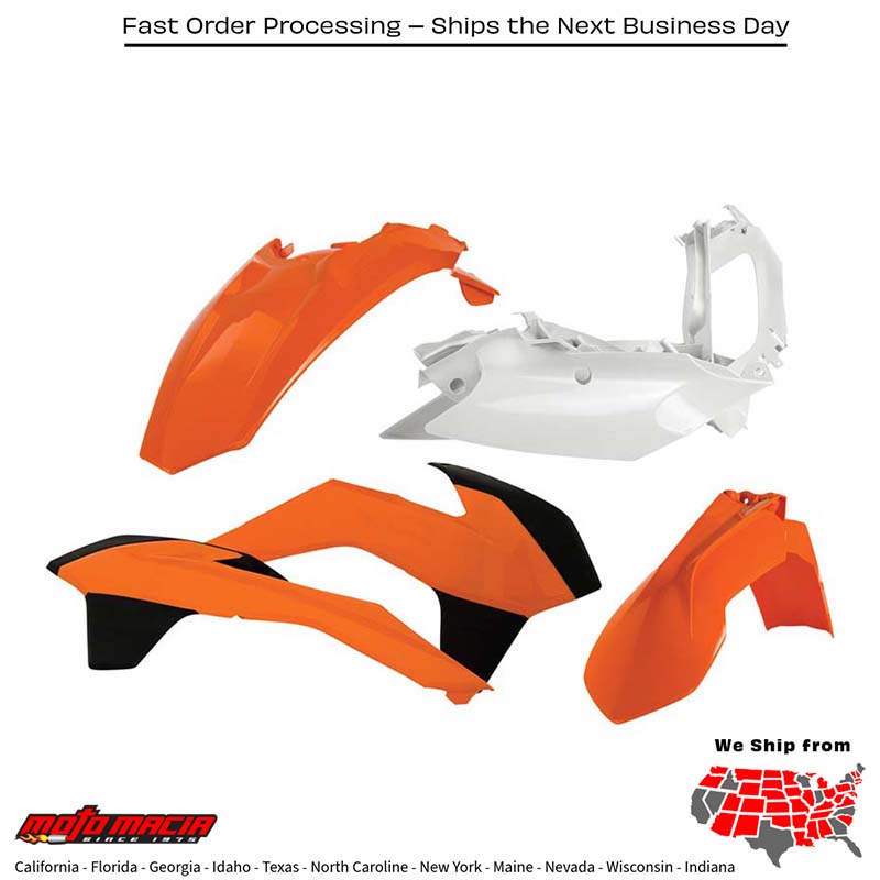 PLASTIC KIT ORANGE KTM 350 EXC-F 2014-2016 KTM 500 XCF-W 2014-2016 KTM 350 XCF-W 2014-2016 KTM 250 XC-W 2014-2016 KTM 250 XCF-W 2014-2016 KTM 500 EXC-F 2014-2016 KTM 300 XC-W 2014-2016 KTM 450 XCF-W 2014-2016 KTM 200 Xc-W 2014-2016 KTM 450 EXC-R 4-Stroke 2