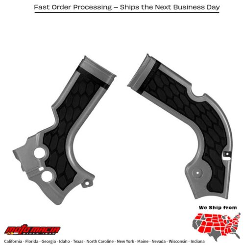 X-GRIP FRAME GUARD SILVER/BLACK Honda CRF450R 2013-2016 Honda CRF250R 2014-2017