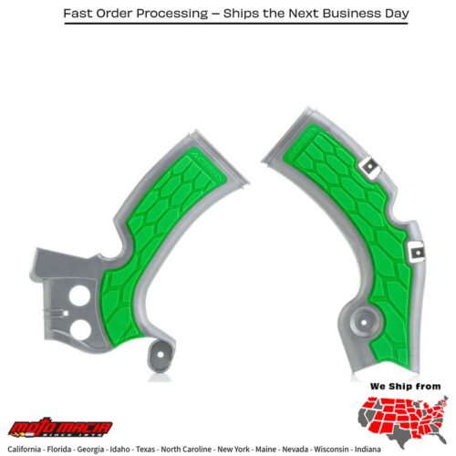 X-GRIP FRAME GUARD SILVER/GREEN Kawasaki KX450F 2009-2018