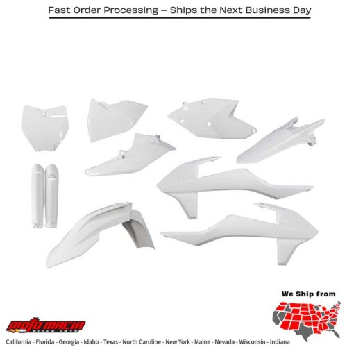 FULL PLASTIC KIT WHITE KTM 350 SX-F 2016-2018 KTM 250 XC 2016-2018 KTM 250 XC-F 2016-2018 KTM 300 XC 2016-2018 KTM 350 XC-F 2016-2018 KTM 450 XC-F 2016-2018 KTM 250 SX-F Factory Edition 2015-2015 KTM 450 SX-F Factory Edition 2015-2015 KTM 250 SX 2016-2018
