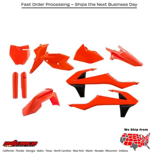 FULL PLASTIC KIT FLUORESCENT ORANGE KTM 250 SX-F Factory Edition 350 XC-F 450 SX-F Factory Edition 350 SX-F 250 SX-F 450 SX-F 250 XC-F 450 XC-F 125 SX 2015-2018