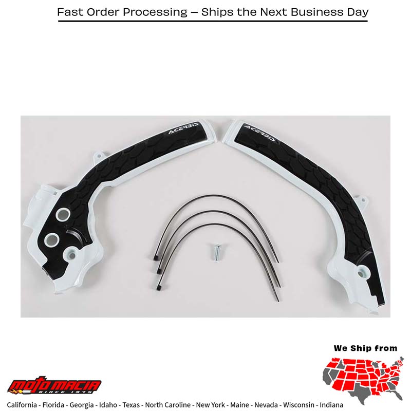 X-GRIP FRAME GUARD WHITE/BLACK Husqvarna TX 300 2017-2018 Husqvarna FX 350 2017-2018 Husqvarna FX 450 2017-2018 Husqvarna TE 150 2017-2019 KTM 350 EXC-F 2017-2019 KTM 350 XC-F 2016-2018 KTM 350 SX-F 2016-2018 Husqvarna TC 125 2016-2018 Husqvarna FC 250 201