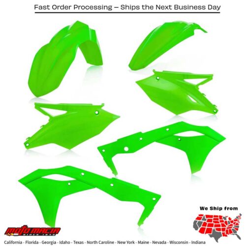 PLASTIC KIT FLUORESCENT GREEN Kawasaki KX250F 2018-2020