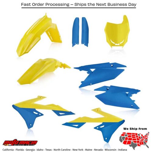 FULL PLASTIC KIT YELLOW/BLUE Suzuki RM-Z450 RM-Z250 2018-2024