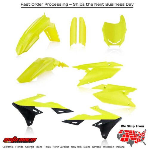 FULL PLASTIC KIT FLUORESCENT YELLOW Suzuki RM-Z450 RM-Z250 2018-2024