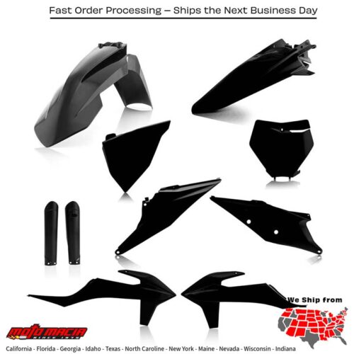 FULL PLASTIC KIT BLACK KTM 450 SX-F 350 SX-F 250 SX-F 250 SX 150 SX 125 SX 450 XC-F 350 XC-F 250 XC-F 300 XC 250 XC 125 XC 2019-2022