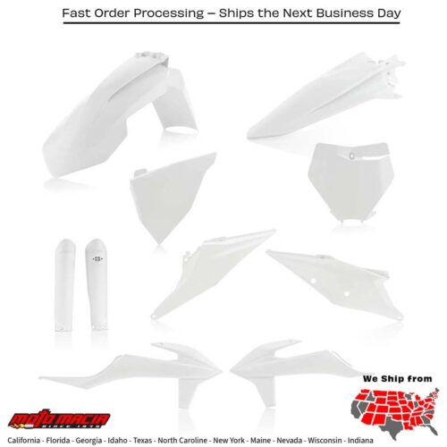 FULL PLASTIC KIT WHITE KTM 450 SX-F 350 SX-F 250 SX-F 250 SX 150 SX 125 SX 450 XC-F 350 XC-F 250 XC-F 300 XC 250 XC 125 XC 2019-2022