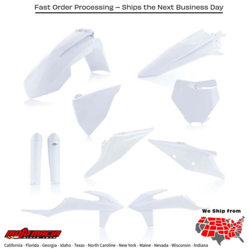 FULL PLASTIC KIT WHITE KTM 450 SX-F 350 SX-F 250 SX-F 250 SX 150 SX 125 SX 450 XC-F 350 XC-F 250 XC-F 450 SX-F Factory Edition 350 XCF-W 300 XC 250 XC 125 XC 2019-2022