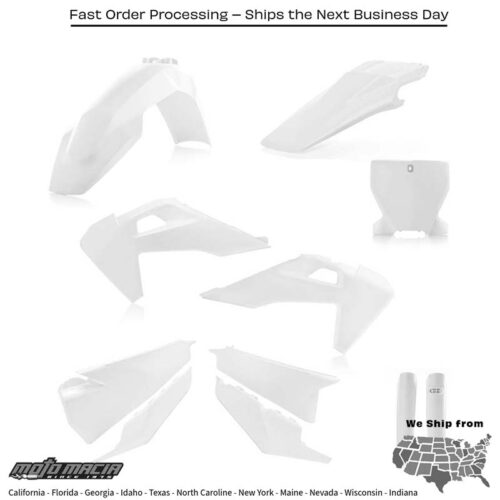 FULL PLASTIC KIT WHITE Husqvarna FX 350 FX 450 TC 125 TC 250 FC 250 FC 350 FC 450 FC 450 Rockstar Edition 2019-2022