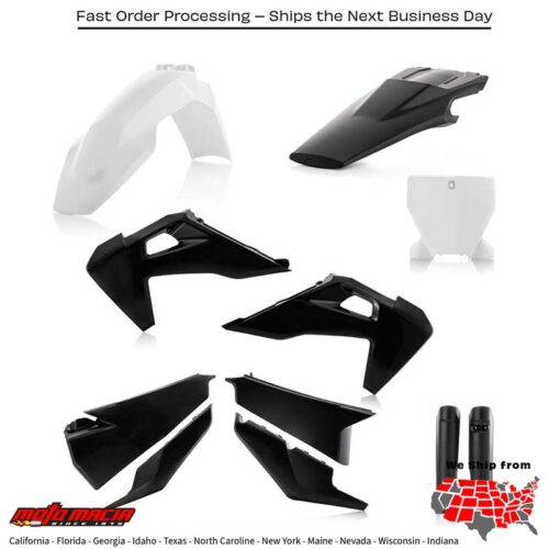 FULL PLASTIC KIT HUS WHITE/BLACK Husqvarna FX 350 FX 450 TC 125 TC 250 FC 250 FC 350 FC 450 FC 450 Rockstar Edition 2019-2022