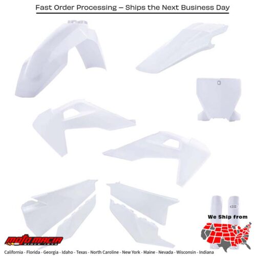 FULL PLASTIC KIT WHITE Husqvarna FX 350 FX 450 TC 125 TC 250 FC 250 FC 350 FC 450 FC 450 Rockstar Edition 2019-2022