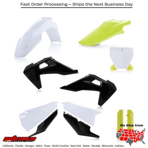 FULL PLASTIC KIT HUS WHITE/BLACK/YELLOW Husqvarna FX 350 FX 450 TC 125 TC 250 FC 250 FC 350 FC 450 FC 450 Rockstar Edition 2019-2022