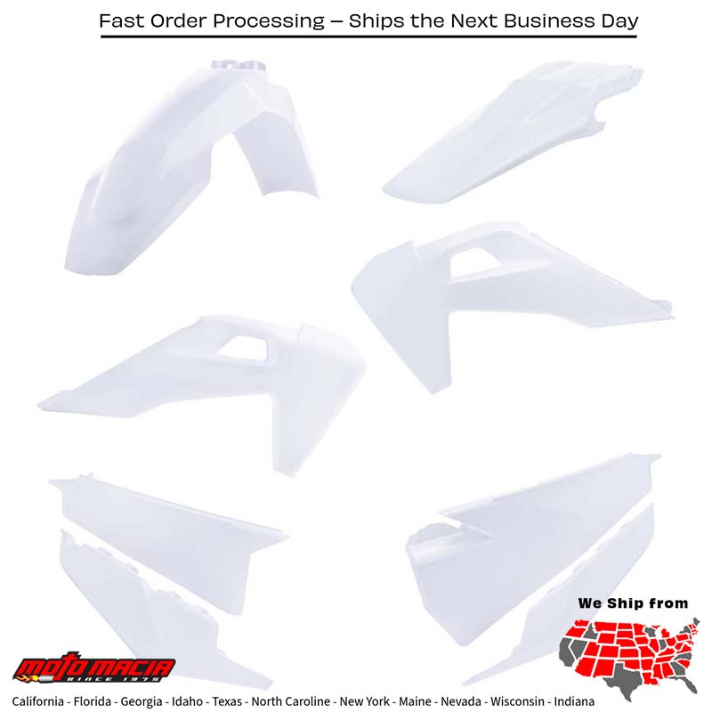 PLASTIC KIT WHITE Husqvarna TC 125 2019-2022 Husqvarna FC 250 2019-2022 Husqvarna FC 350 2019-2022 Husqvarna FC 450 2019-2022 Husqvarna FC 450 Rockstar Edition 2019-2021 Husqvarna TC 250 2019-2022