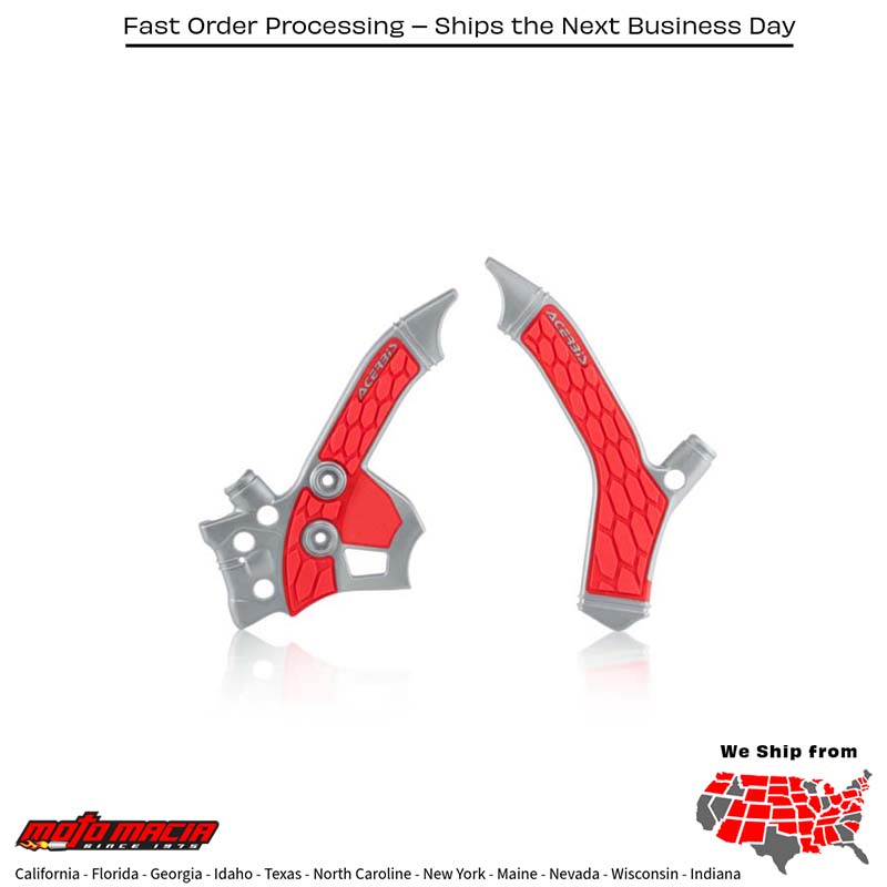 X-GRIP FRAME GUARDS SILVER/RED Honda CRF250L 2013-2020 Honda CRF250LA ABS 2017-2020 Honda CRF250RL Rally 2019-2019 Honda CRF250RLA Rally ABS 2019-2019