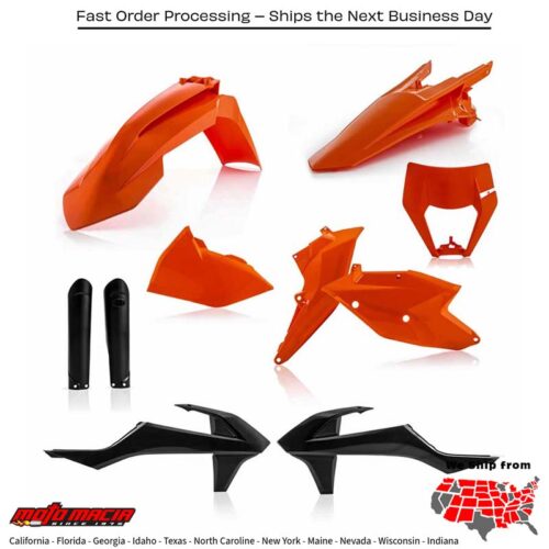FULL PLASTIC KIT ORANGE/BLACK KTM KTM 150 XC-W 350 EXC-F 250 XC-W 500 EXC-F 300 XC-W 450 EXC-F 250 XC-W TPi 300 XC-W TPi 250 EXC-F 2017-2019