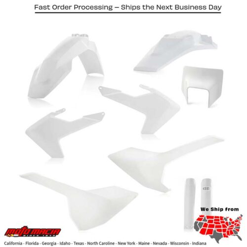FULL PLASTIC KIT WHITE Husqvarna TE 150 TE 300 FE 250 FE 350 FE 450 FE 501 TE 250 TE 250i TE 300i FE 350S FE 250S FE 450S 2017-2019