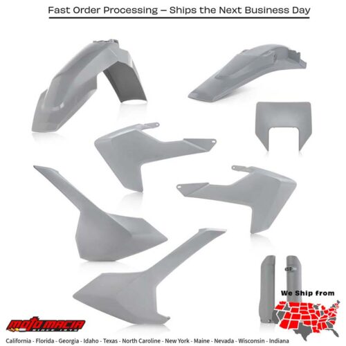 FULL PLASTIC KIT HUS GREY Husqvarna TE 150 TE 300 FE 250 FE 350 FE 450 FE 501 TE 250 TE 250i TE 300i 2017-2019