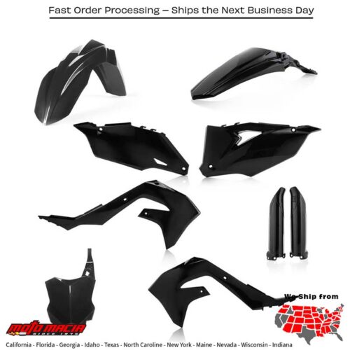 FULL PLASTIC KIT BLACK Kawasaki KX250X KX450X KX250F KX450F 2019-2024