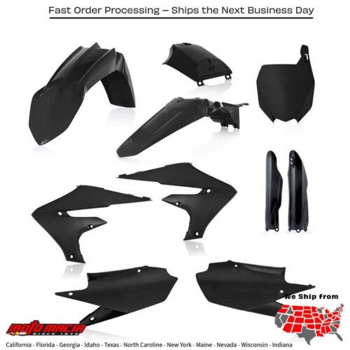 FULL PLASTIC KIT BLACK Yamaha YZ450F YZ250F YZ450FX YZ250FX 2018-2023