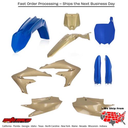 FULL PLASTIC KIT BLUE/GOLD  Yamaha YZ450F YZ250F YZ450FX YZ250FX 2018-2023