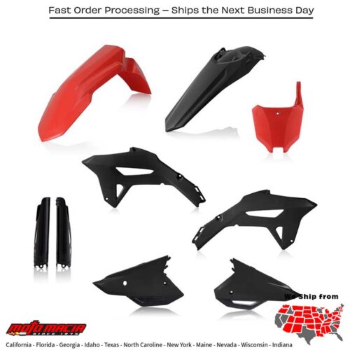PLASTIC KIT- FULL  RED/BLACK Honda CRF450R W.E. CRF450R CRF250R 2021-2024