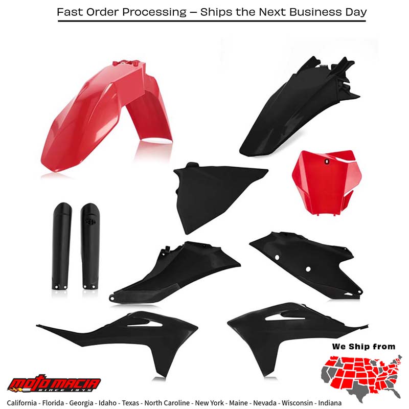 FULL PLASTIC KIT GAS/KTM RED/BLACK Gas Gas Gas-Gas MC 125 MC 250F MC 450F EX 350F EX 450F EX 250F EX 300 MC 250 MC 350F EX 250 2021-2023
