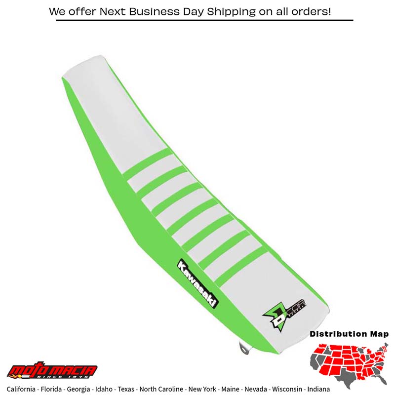Seat Cover Green/White Ribs Kxf250/450 Kawasaki Kx250f 2017-2019 Kawa